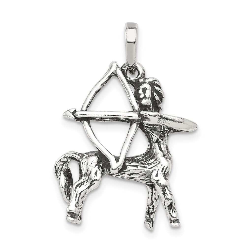 Million Charms 925 Sterling Silver Antiqued Sagittarius Zodiac Charm Pendant
